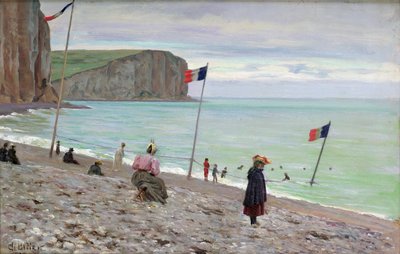 Beach Scene at Fecamp, Northern France by Francois Auguste Didier Clovis